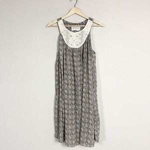 Sunner 100% Silk Dress Paisley Geometric Crocheted Sleeveless Flowy Boho M *Note